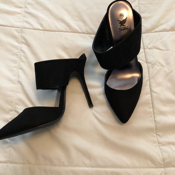Black suede slide on heels - Picture 5 of 5